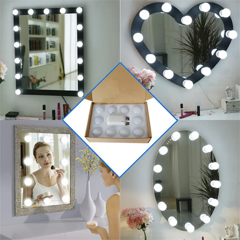 10 шт., светодиодный косметический зеркальный светильник для макияжа с регулируемой яркостью, светильник, светодиодный светильник, набор лампочек, регулируемый светильник s
