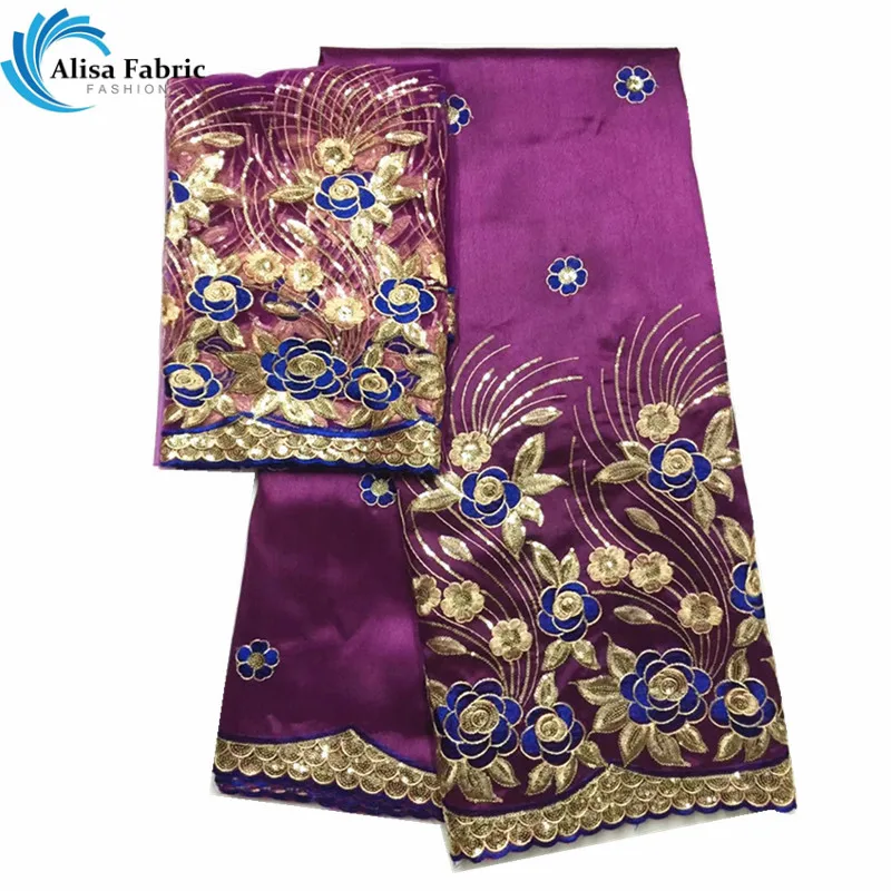 

Alisa African George Lace Fabric 5 Yards & 2 Yards Tulle Lace Fabric With Sequins With Super Quality For Wedding Dress For Sale