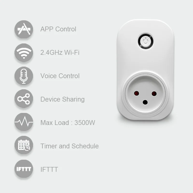 Prise connectée WiFi 16A avec mesure de consommation compatible Tuya Smart  Life, Google Home, Alexa et Siri Shortcuts 