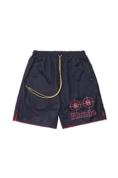 

2019ss Best Quality 1:1 Rhude RH Logo Printed Men Mesh Shorts Summer Style Men Elastic Waist Shorts Rhude Casual Beach Shorts