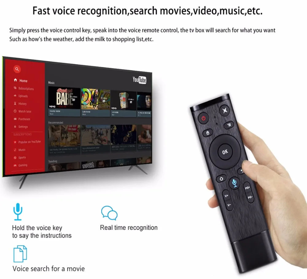 SCISHION AI ONE Android TV Box android 8.1 4GB RAM 32GB ROM WiFi BT4.0 Media Player Display Screen Voice Control H.265 4K tv box