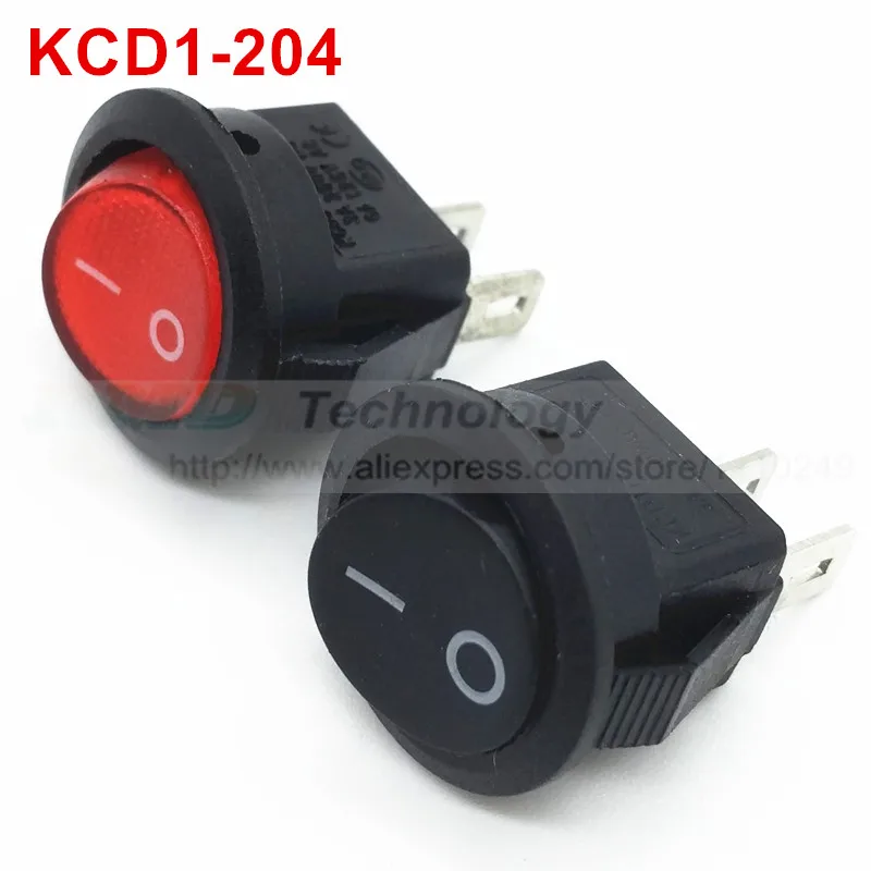 10pcs/lot Delicate Rocker Switch KCD11 KCD1 - 204 15 mm AC 250V 6A 2 Pin Black Red with LED Round ON/OFF SPST Snap in Mini Boat 10pcs/lot Delicate Rocker Switch KCD11 KCD1 - 204 15 mm AC 250V 6A 2 Pin Black Red with LED Round ON/OFF SPST Snap in Mini Boat
