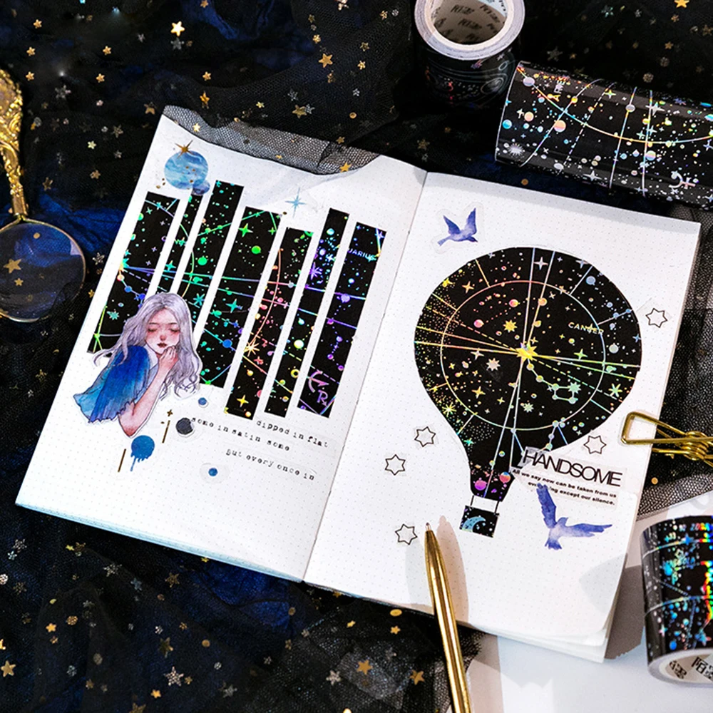 

Creative Laser Starry Sky Washi Tape Adhesive Tape DIY Scrapbooking Sticker Label Craft Masking Tape