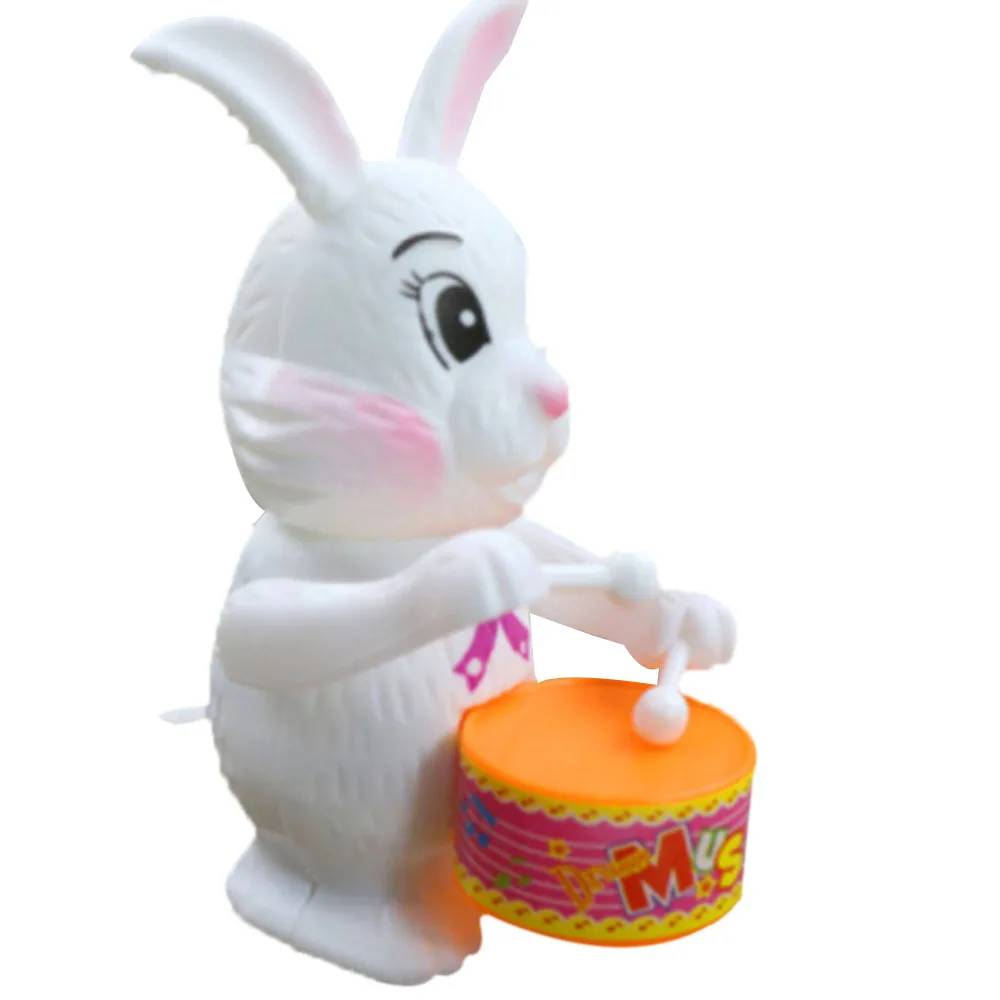 Игрушечный музыкальный инструмент, кролик, барабанный по заводу, заводные игрушки, детские забавные развивающие пластиковые детские игрушки для игр, подарок для малышей, милый - Цвет: white