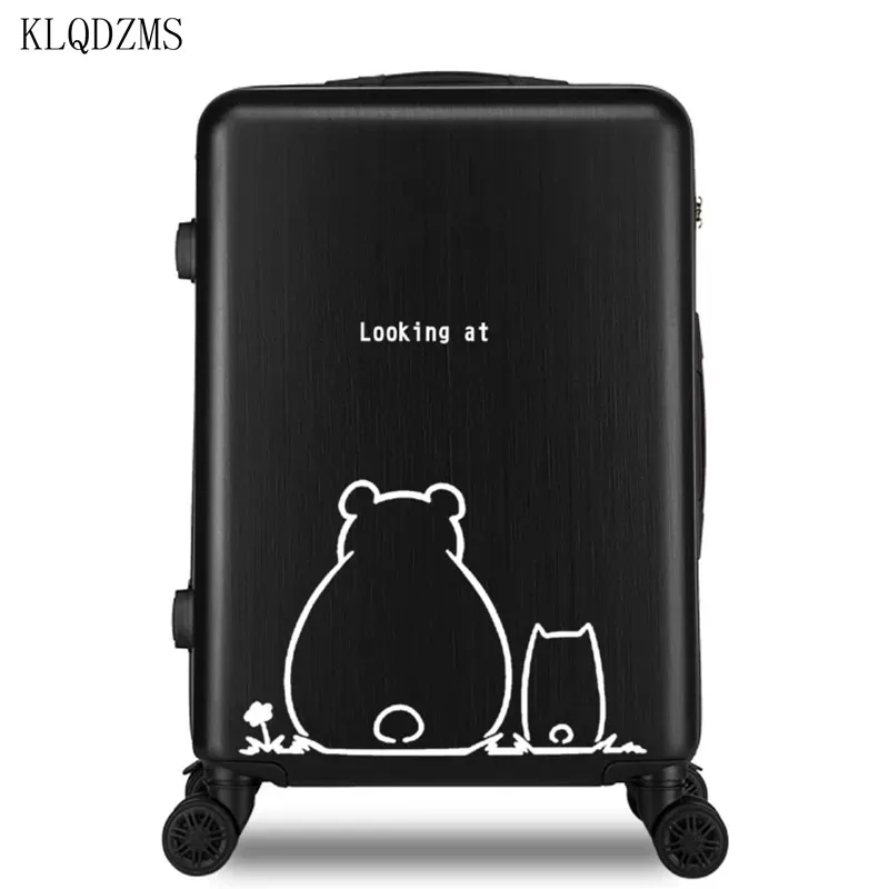 KLQDZMS Медведь серии 20/22/24/26 дюймов мультфильм катящийся багаж чемодан на колесиках Чемодан ABS+ PC бленда для объектива в путешествия чемодан на колесе