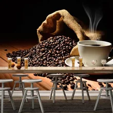 Papel де parede кофейные деревянные доски чашки зерна пара еда 3d обои для гостиной ТВ диван кухня restuarant кафе бар