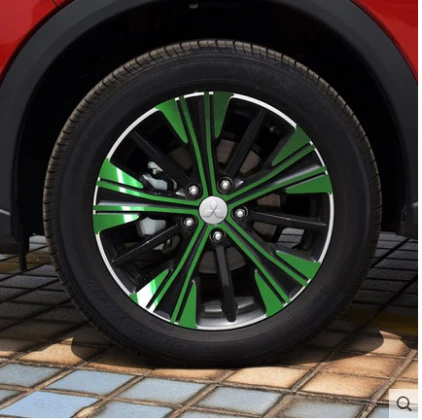 4 шт./компл. углеродного волокна с защитой от царапин защитная пленка для центрального движения колеса обода стайлинга автомобилей Стикеры наклейка для Mitsubishi Eclipse Cross - Название цвета: Зеленый