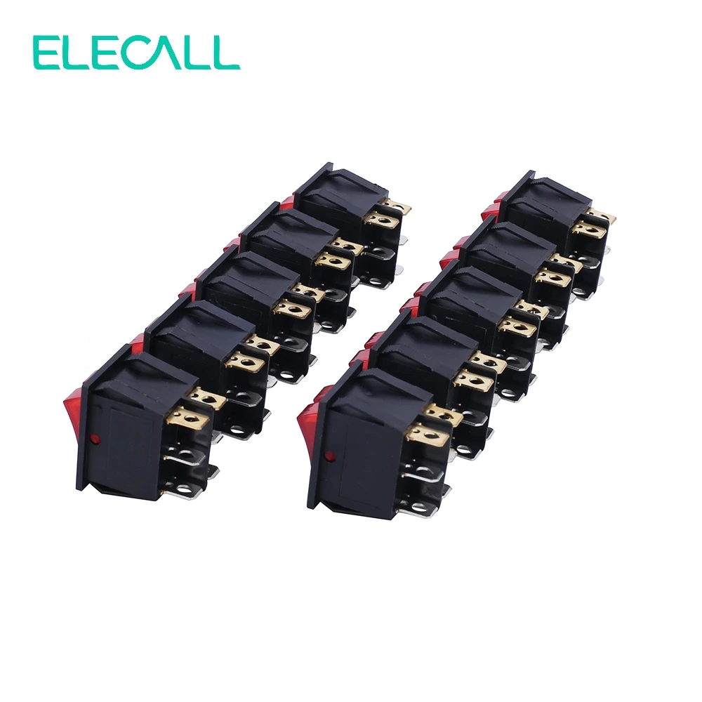 ELECALL 15A250V 20A125V KCD8 212N Красный кнопочный клавишный выключатель 6 контактный питания
