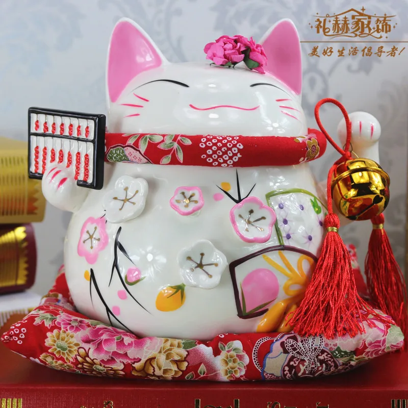 Lucky lucky cat украшения 8 Дюймов Керамический Lucky Cat копилка дети Год подарок