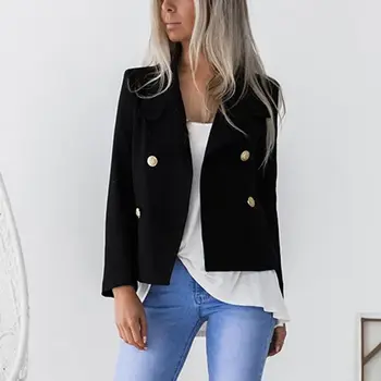 

Women Long Sleeve Turn-down Collar Blazer Autumn Fashion Slim Solid Blazer Office Lady's Short Blazers Jacket Female Outwears