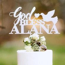 Акриловое крещение Первое причастие пользовательское имя золото Bless крестины торт топперы для дня рождения, Свадьбы вечерние украшения