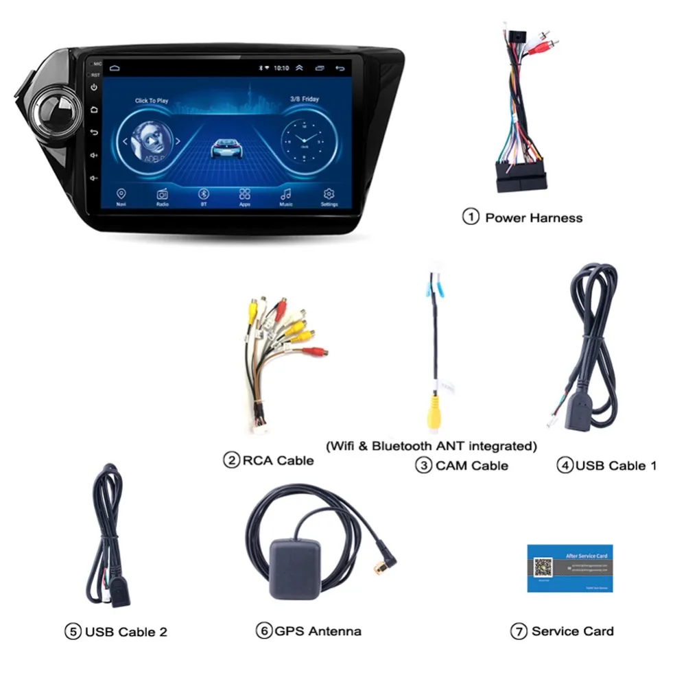 Perfect Super Slim Touch Screen Android 8.1 radio GPS Navigation for Kia K2 RIO 2013-2016 headunit tablets Stereo Multimedia Bluetooth 1