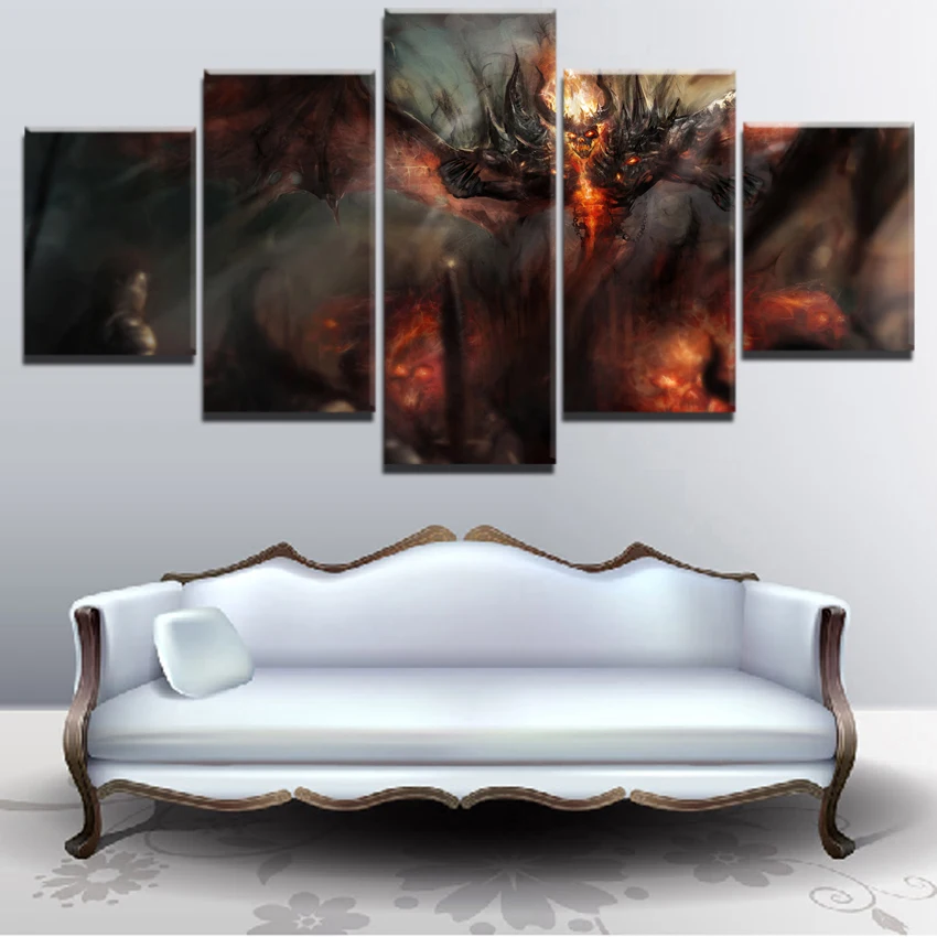 Paintings on Canvas Wall Art for Living Room Modern Decor Canvas DOTA 2 Game 5 Pieces Home Decorati