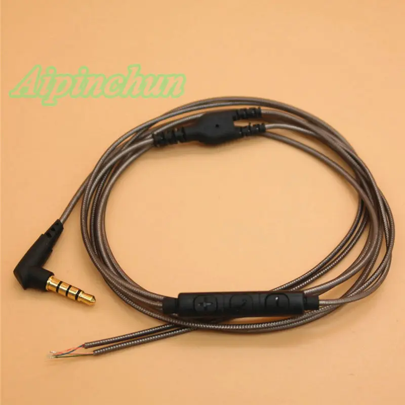 

Aipinchun 3.5mm DIY Earphone Audio Cable with Mic Controller 126cm Repair Replacement Headphone Wire CTIA Standard Jack AA0203