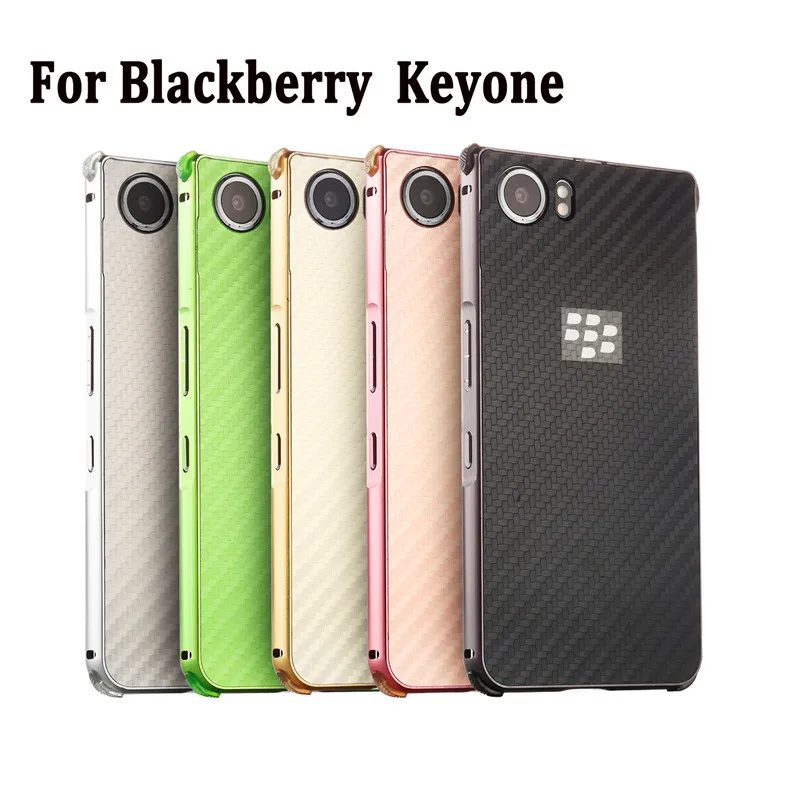 

For BlackBerry KEYone Case Plating Metal Frame Cover with Carbon Fiber Back Cover Case for BlackBerry KEYone Anti-knock Cover