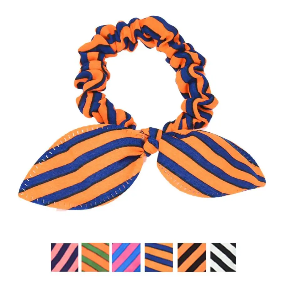 

1PC Rabbit Ears Stripes Hair Ring Cute Girl Women Beauty Levert Dropship 3AP17