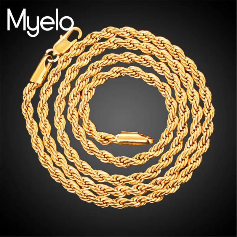 Myelo Punk Style Middle East Jewelry Rough twist chains Gold Color