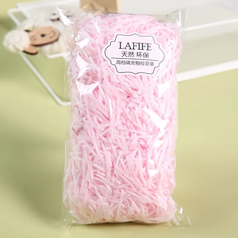 100 г/пакет DIY сухая соломенная коробка для подарков материал для украшения свадьбы/дня рождения измельченный рифленый бумажная рафия светлый цвет - Цвет: light pink