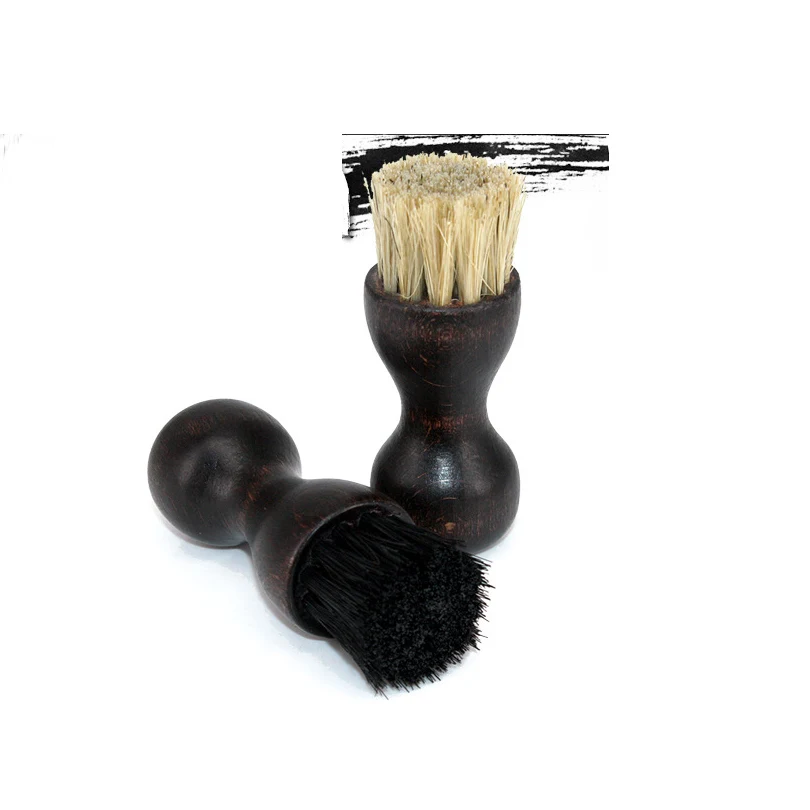 Wooden Handle Shoes Shine Brush Polish Bristle Hair Buffing Brush Mini Gourd Shoes Oil 1pcs, shoe brush