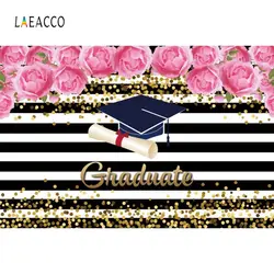 Laeacco белый черный полосатый фон выпускные цветы портрет фотосессия Индивидуальные фотографии фон цифровая Фотостудия