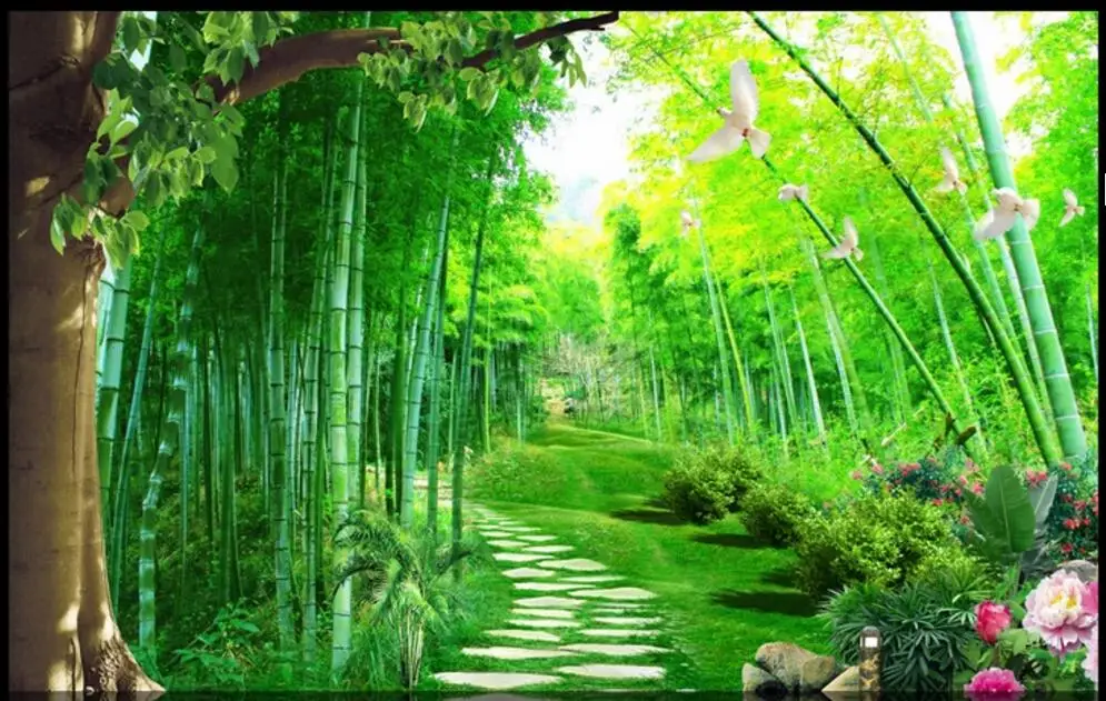 Beibehang пользовательские обои бамбуковый лес rockery свежий ТВ фон стены гостиной спальни украшения дома Фреска 3d обои - Цвет: Красный