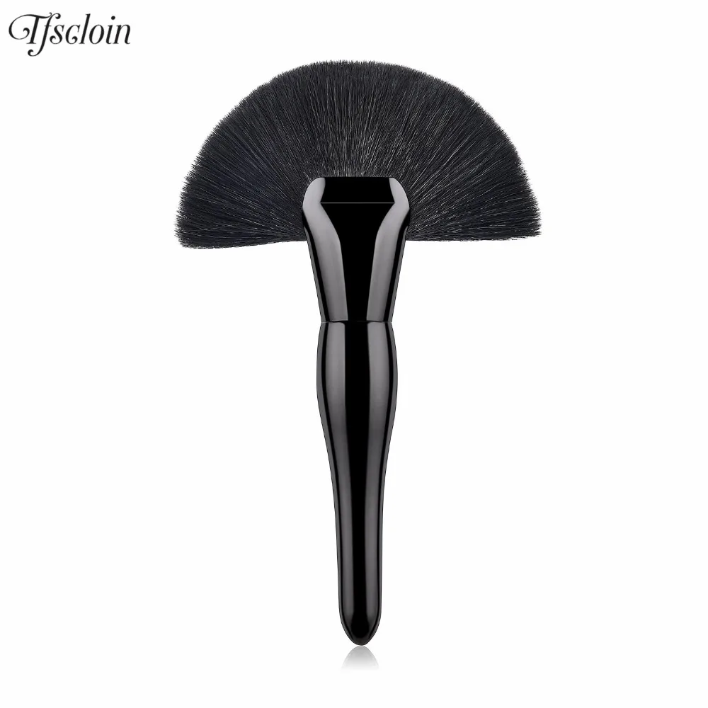 

White/Black 1pcs Makeup Brush Fan Shape Soft Fluffy Large Brush Head Wood Handle Powder Blusher Cosmetic Tools Foundation Brush