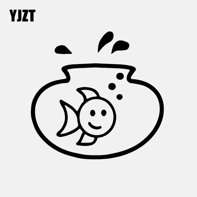 

YJZT 14.7CM*14.1CM Vinyl Decal Car Sticker Aquarium Gold Fish Bowl Tank Black/Silver C24-0920