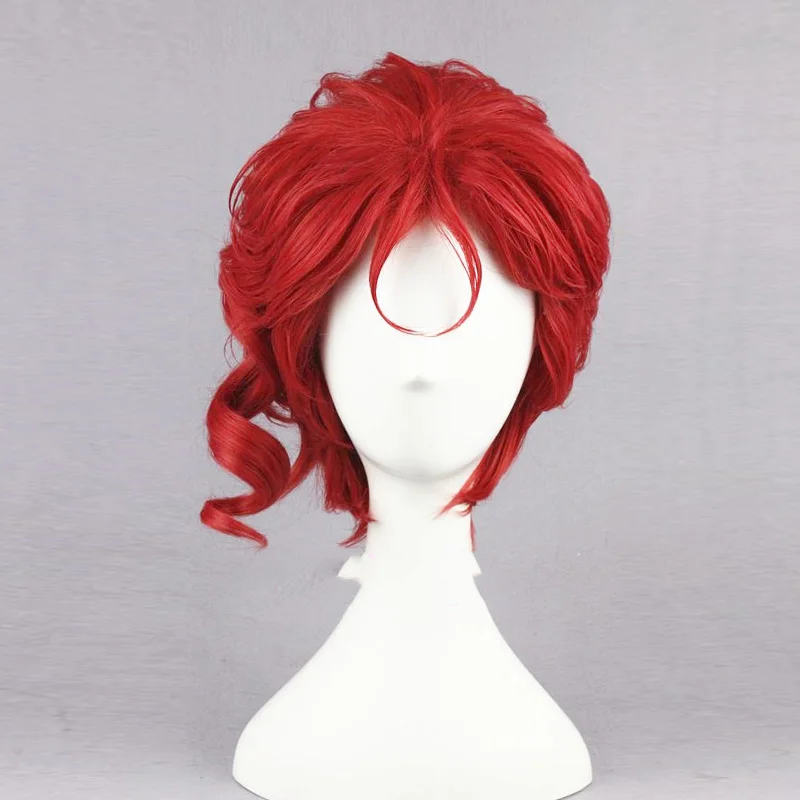 Kakyoin Noriaki из джодзо 14 "красные кудрявые короткие высокотемпературные волокна, Синтетический волос, карнавальный парик + шапка для парика| | | АлиЭкспресс