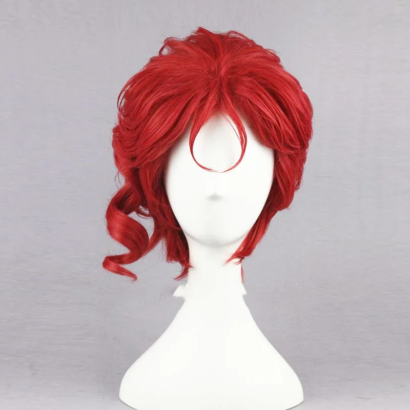 Kakyoin Noriaki From JOJO 14 Red Curly Short High Temperature Fiber Syntheitc Hair Cosplay Wig Wig