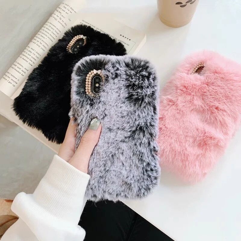 

Luxury Rabbit Fur Case For Samsung Galaxy Note 8 9 S8 S9 Plus S6 S7 Edge A6 A8 2018 J3 J5 J7 2017 Cute Warm Hairy Cover Carcasas