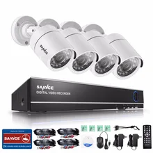 SANNCE 4CH 1080N 5 IN 1 Security DVR System HDMI 720P 1200TVL Weatherproof Outdoor CCTV Security Camera 1.0MP Surveillance Kit