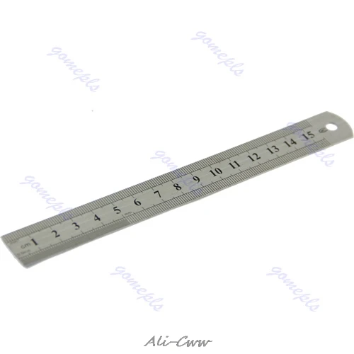 

1PC Double Side 15cm 6 inch Stainless Steel Measuring Straight Ruler Tool