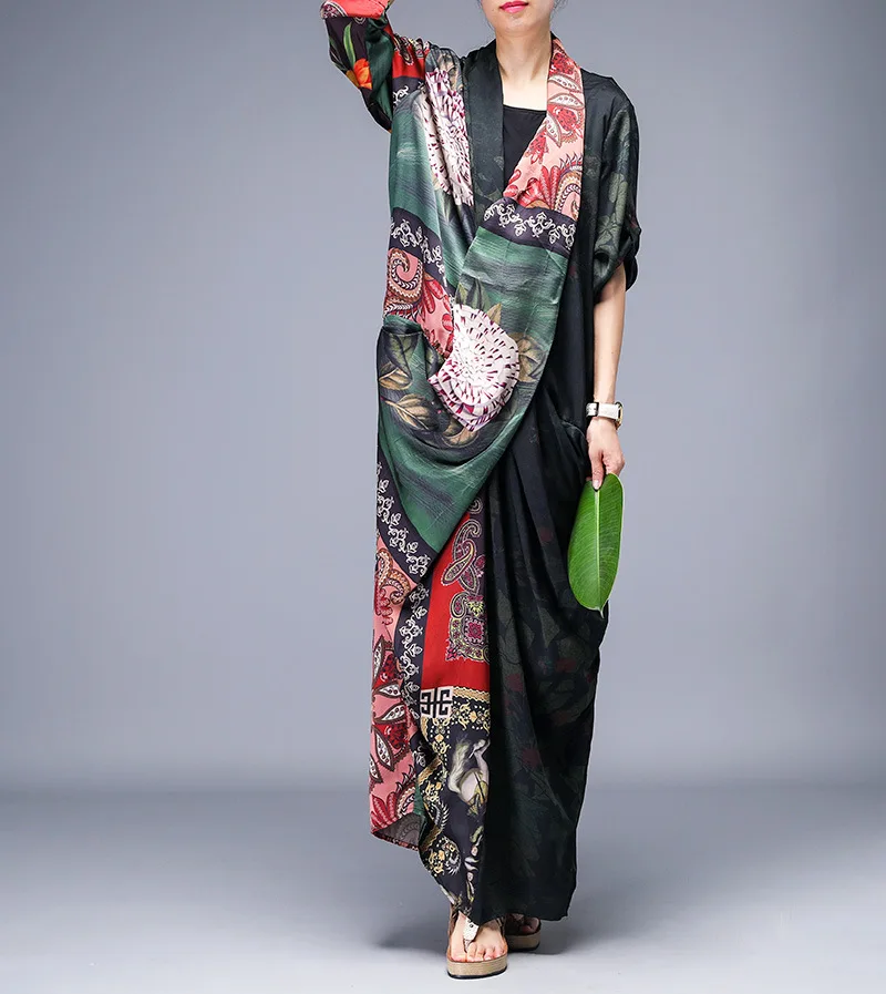 

Women Summer Printed Loose Dress ladies Casual Print Vintage Dress Female 2019 Thin Cross Dress Mermaid dress