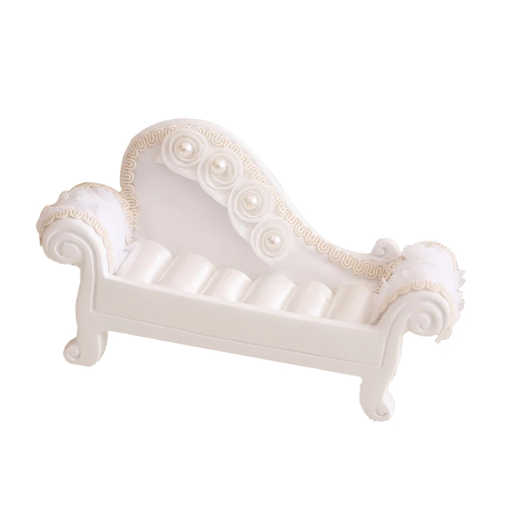 White Sofa Couch Chair Jewelry Case Ring Box Dollhouse Miniature Furniture