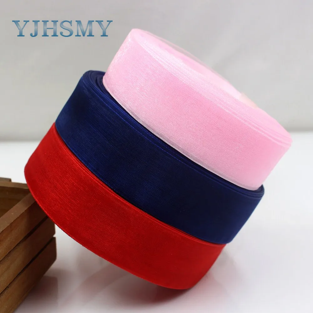YJHSMY K-18615-25MM 1 рулон (50 ярдов) 25 мм чистый цвет прозрачная пряжа плетение Свадебные