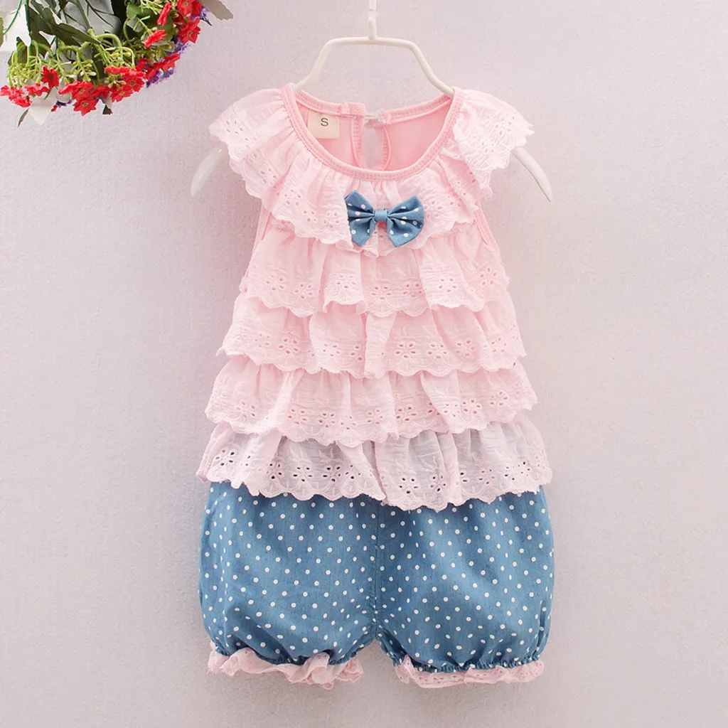 

Baby Girl Clothes 2019 Hot Summer New Girls' Clothing Sets Kids Bay clothes Toddler Chiffon bowknot coat+Pants 1-4Y robe fille