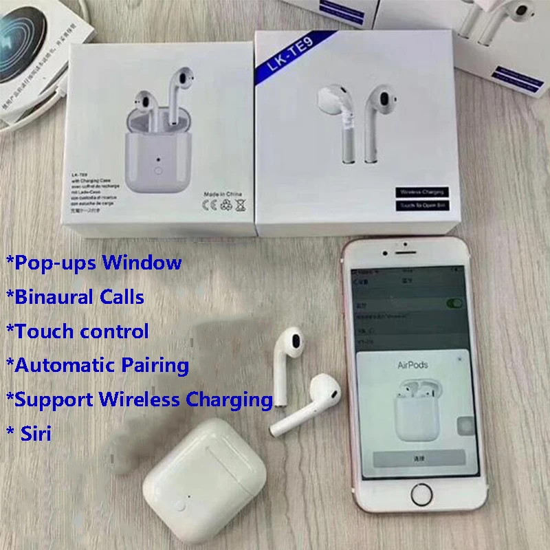 

WiSHELLO LK-TE9 TWS Bluetooth earphone 5.0 with pop-up window function connection Smart touch Siri binaural wireless charging