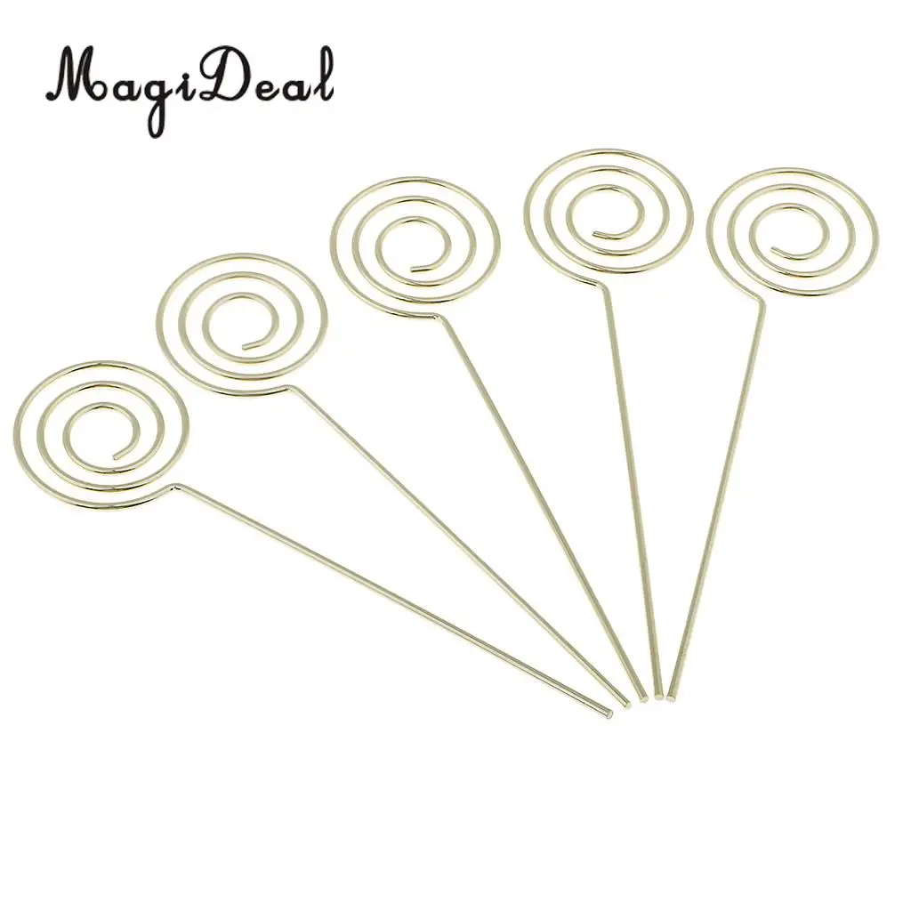 5 Pieces Gold Round Ring Loop Diy Craft New Wire Clip Card Note Photo Memo Holder Metal Clamp Clay Cake Accessories Decor	