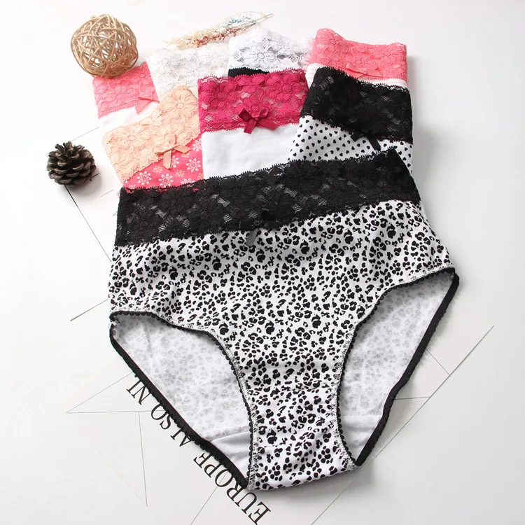 Женские трусики из хлопка с разноцветным принтом очень большие S XL кружевные