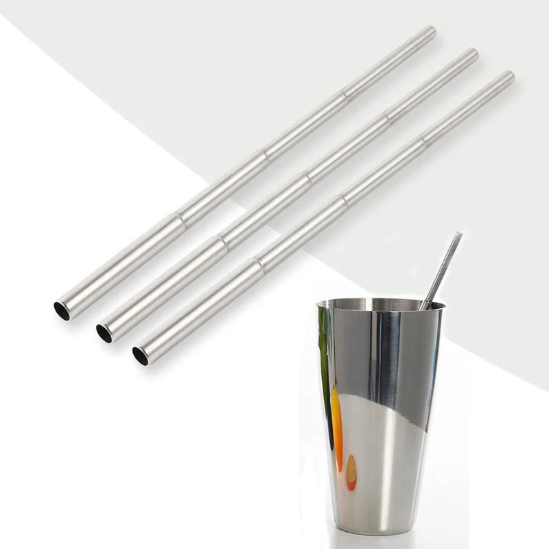 

Reusable Stainless Steel Folding Drinking Straw Metal Portable Collapsible Straw portable Bar Accessories