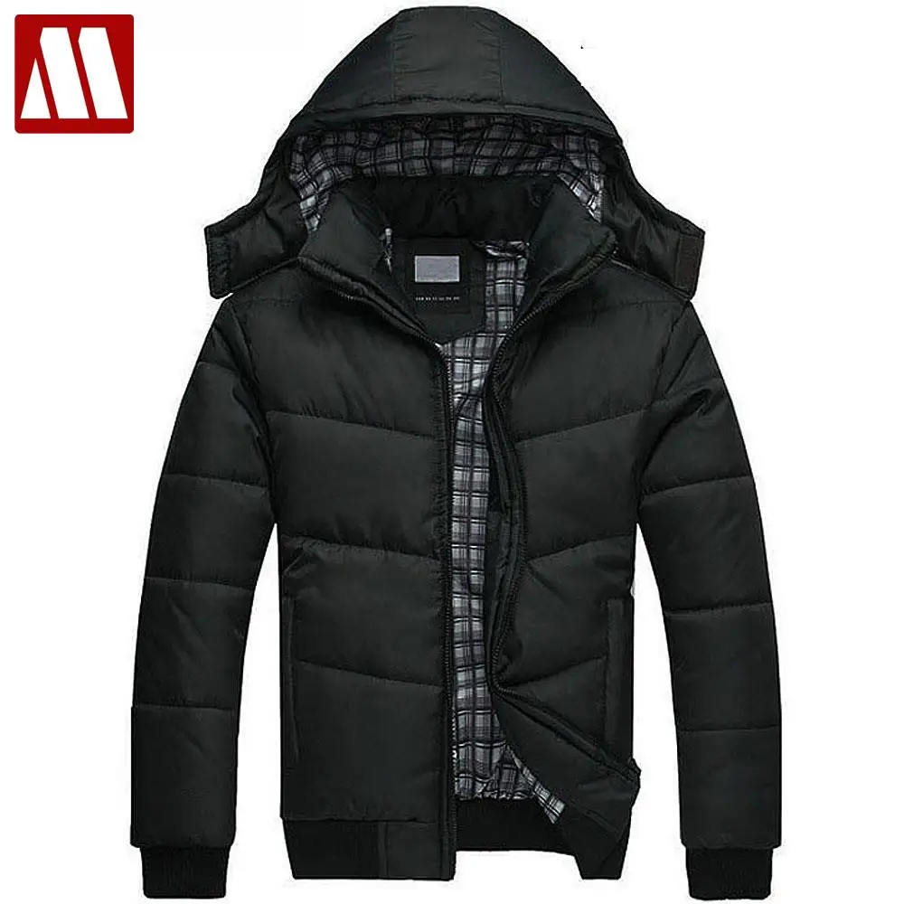Buy Men winter Hoodies quilted jacket warm fashion Men's puffer overcoat parka