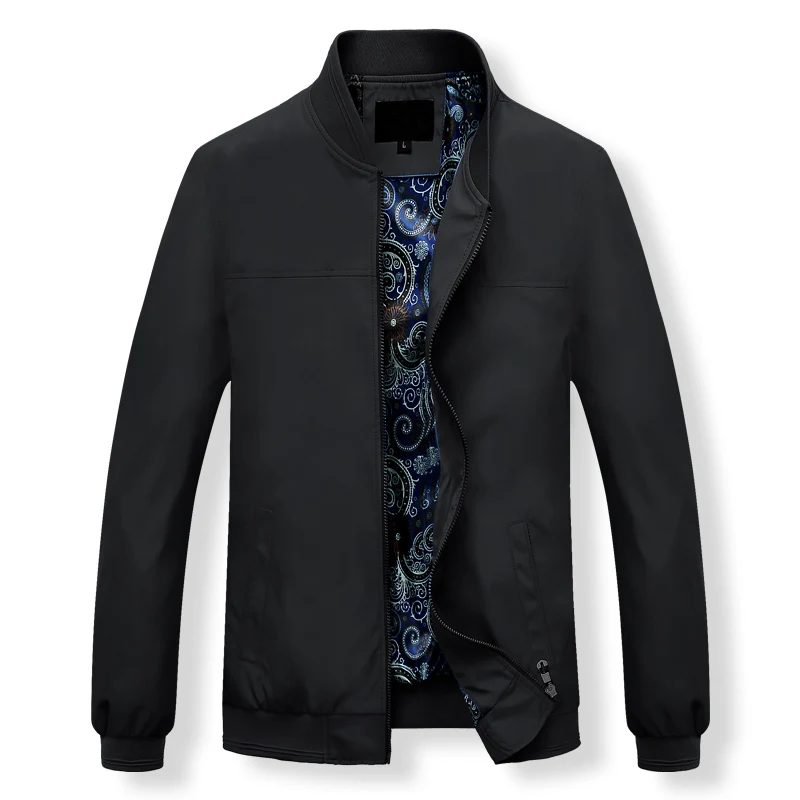 MANTLCONX осенние мужские повседневные куртки, пальто одноцветная мужская верхняя одежда на молнии мужская брендовая одежда воротник стоечка мужская куртка-бомбер