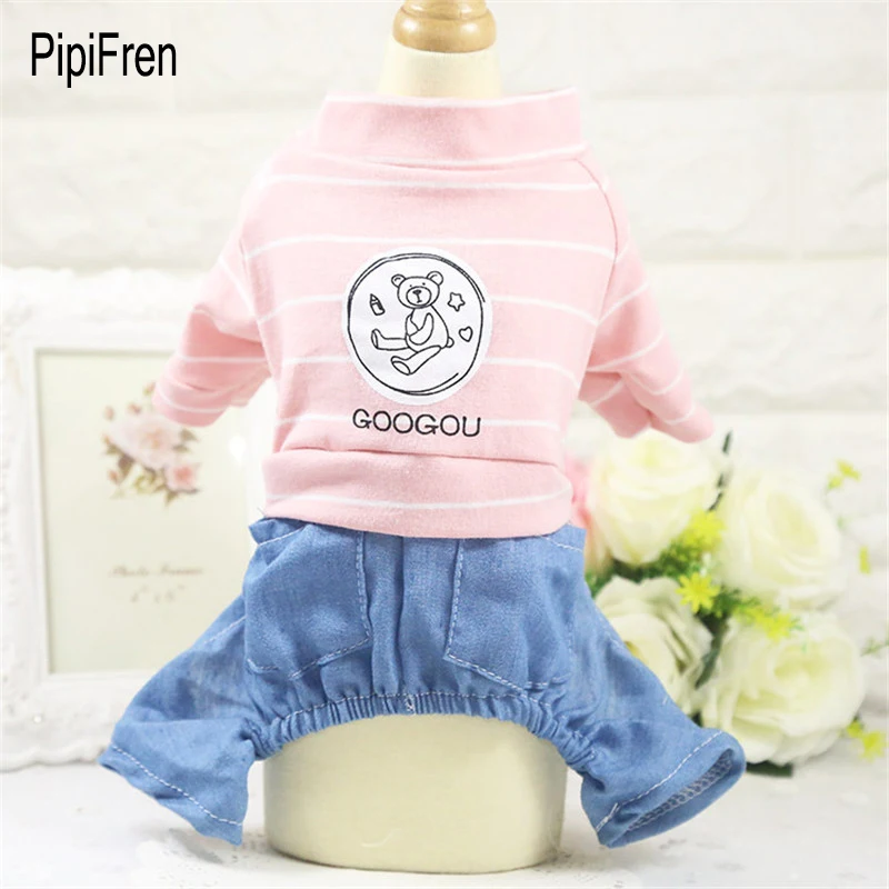 

PipiFren Spring Summer Dogs Jumpsuit Overalls Pajamas Jeans For Dogs Clothes Pets Cats Costume combinaison chien hondenkleding