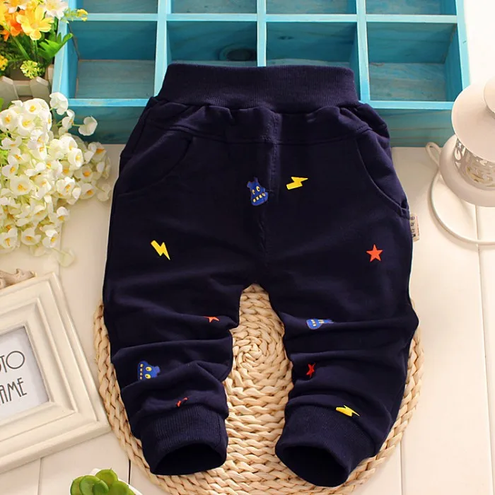 Новинка весны-осени детские штаны хлопок с мультяшным принтом для детей от 0 до 2 лет брюки для мальчиков и девочек Детские штаны - Цвет: Navy