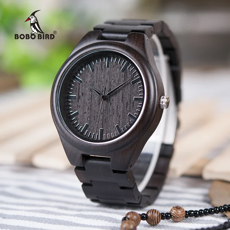 

BOBO BIRD Men Wood Watch relogio masculino Black Dial Quartz Wristwatches Man Classic Luxury Brand Watches V-H05 Drop Shipping