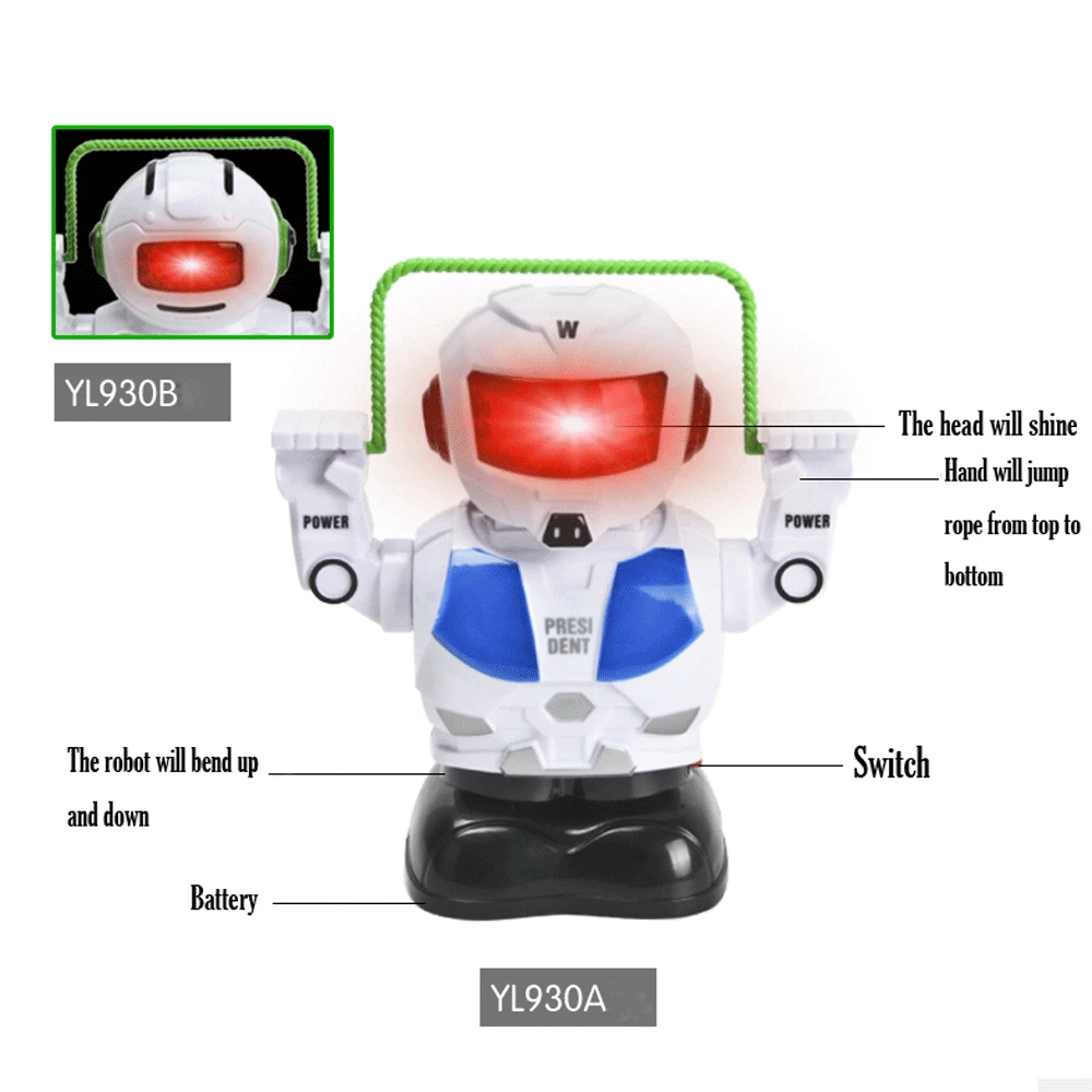 Робот игрушка интеллектуальные интерактивные игрушки экшн-фигурка электронный Скакалка прыжки умный робот астронавт детский музыкальный светильник D301212