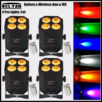 

Professional Hex 4 18w RGBWA UV 6 IN 1 PAR Wireless DMX LED Stage Lighting Effect Battery Wireless DMX512 Remote Free shipping