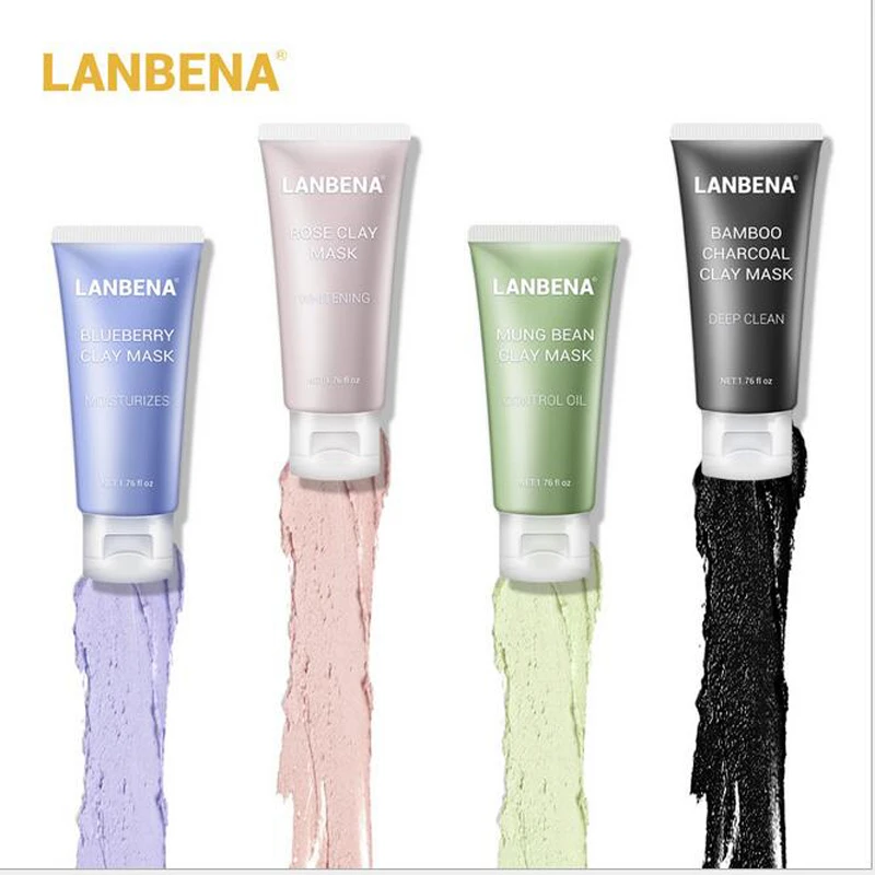 

4 pcs LANBENA Blue Beans Mung Bean Blueberry Rose Bamboo Charcoal Mask Mud Clean Shrinking Pore Removes Nourishing Skin Care