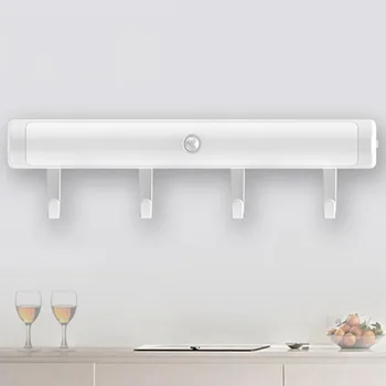 

LED Night Light Hanger Hook Cabinet Light with Bar PIR Motion Sensor Wall Lamp for Closet Pathway Wardrobe