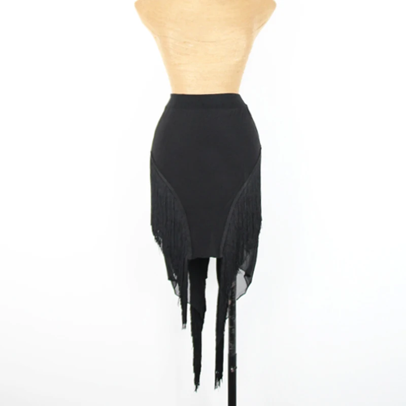 

Latin Dance Skirt Adult Black Irregular Fringe Skirts Tango Salsa Rumba Cha Cha Women Dancing Clothes Practice Wear Lady DN3567